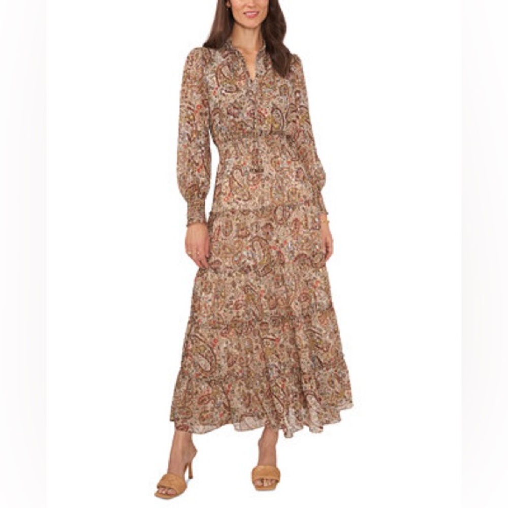 Vince Camuto Smocked Waist Tiered Maxi